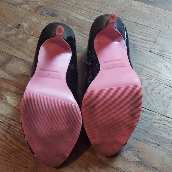 Elle Black and Pink High Heel Peep-Toe Shoes - Picture 7 of 9